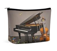 MNVTSKOP Piano Violin Music Notes Cosmetic Bag Large Capacity Travel Makeup Bag Trendy Portable Toiletry Bag for Women