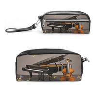 MNVTSKOP Piano Violin Music Notes Makeup Bag Small Cosmetic Travel Case Portable Stationery Organizer for Women Teacher