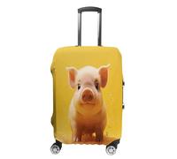 MNVTSKOP Piggy Is Jumping Luggage Covers Scratch-Resistant Washable Suitcase Cover Polyester Elastic Travel Baggage Protector for Suitcase Protector Cover, White, S