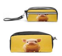 MNVTSKOP Piggy Is Jumping Makeup Bag Small Cosmetic Travel Case Portable Stationery Organizer for Women Teacher