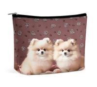 MNVTSKOP Pomeranians Puppies And Point Cosmetic Bag Large Capacity Travel Makeup Bag Trendy Portable Toiletry Bag for Women
