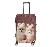MNVTSKOP Pomeranians Puppies And Point Luggage Covers Scratch-Resistant Washable Suitcase Cover Polyester Elastic Travel Baggage Protector for Suitcase Protector Cover, White, XL