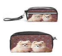 MNVTSKOP Pomeranians Puppies And Point Makeup Bag Small Cosmetic Travel Case Portable Stationery Organizer for Women Teacher