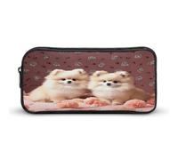 MNVTSKOP Pomeranians Puppies And Point Pencil Case Large Capacity Pencil Pouch Office Pencil Bag for Men Women Desk Organizer