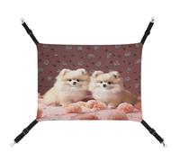 MNVTSKOP Pomeranians Puppies and Point Pet Hammock Breathable Cat Hanging Hammock with Adjustable Straps and Metal Hooks Plush Small Animal Soft Hideout Bed for Indoor and Outdoor