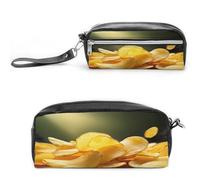 MNVTSKOP Potato Chips Makeup Bag Small Cosmetic Travel Case Portable Stationery Organizer for Women Teacher
