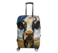 MNVTSKOP Prairie Cow Luggage Covers Scratch-Resistant Washable Suitcase Cover Polyester Elastic Travel Baggage Protector for Suitcase Protector Cover, White, M
