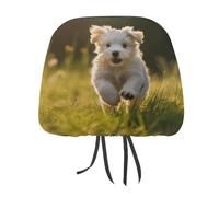 MNVTSKOP Puppy Crossing The Grass Headrest Covers for Cars Universal Anti-Dirty Car Head Rest Protector Easy to Install Durable Breathable Vehicle Accessories for Auto Trucks SUVs
