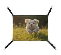 MNVTSKOP Puppy Crossing The Grass Pet Hammock Breathable Cat Hanging Hammock with Adjustable Straps and Metal Hooks Plush Small Animal Soft Hideout Bed for Indoor and Outdoor