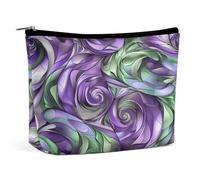 MNVTSKOP Purple And Green Shades Cosmetic Bag Large Capacity Travel Makeup Bag Trendy Portable Toiletry Bag for Women