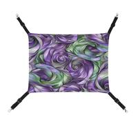 MNVTSKOP Purple and Green Shades Pet Hammock Breathable Cat Hanging Hammock with Adjustable Straps and Metal Hooks Plush Small Animal Soft Hideout Bed for Indoor and Outdoor