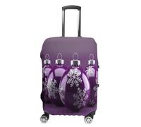MNVTSKOP Purple Christmas Ball Luggage Covers Scratch-Resistant Washable Suitcase Cover Polyester Elastic Travel Baggage Protector for Suitcase Protector Cover, White, S