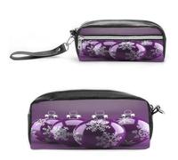 MNVTSKOP Purple Christmas Ball Makeup Bag Small Cosmetic Travel Case Portable Stationery Organizer for Women Teacher