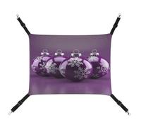 MNVTSKOP Purple Christmas Ball Pet Hammock Breathable Cat Hanging Hammock with Adjustable Straps and Metal Hooks Plush Small Animal Soft Hideout Bed for Indoor and Outdoor