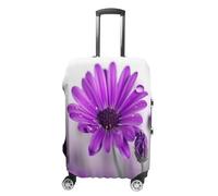 MNVTSKOP Purple Flower Luggage Covers Scratch-Resistant Washable Suitcase Cover Polyester Elastic Travel Baggage Protector for Suitcase Protector Cover, White, M