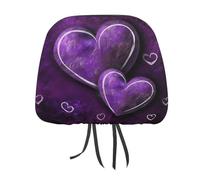 MNVTSKOP Purple Hearts Headrest Covers for Cars Universal Anti-Dirty Car Head Rest Protector Easy to Install Durable Breathable Vehicle Accessories for Auto Trucks SUVs