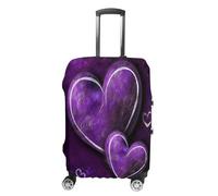 MNVTSKOP Purple Hearts Luggage Covers Scratch-Resistant Washable Suitcase Cover Polyester Elastic Travel Baggage Protector for Suitcase Protector Cover, White, L