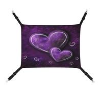 MNVTSKOP Purple Hearts Pet Hammock Breathable Cat Hanging Hammock with Adjustable Straps and Metal Hooks Plush Small Animal Soft Hideout Bed for Indoor and Outdoor