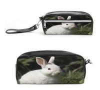 MNVTSKOP Rabbit on The Grass Makeup Bag Small Cosmetic Travel Case Portable Stationery Organizer for Women Teacher
