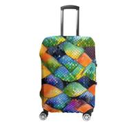 MNVTSKOP Rainbow Fish Scale Luggage Covers Scratch-Resistant Washable Suitcase Cover Polyester Elastic Travel Baggage Protector for Suitcase Protector Cover, White, L