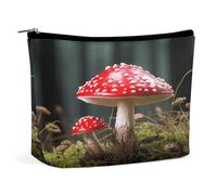 MNVTSKOP Red And White Mushroom Cosmetic Bag Large Capacity Travel Makeup Bag Trendy Portable Toiletry Bag for Women