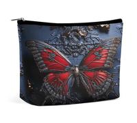 MNVTSKOP Red Butterfly Cosmetic Bag Large Capacity Travel Makeup Bag Trendy Portable Toiletry Bag for Women