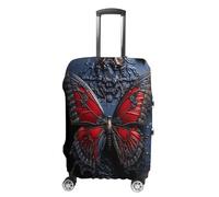 MNVTSKOP Red Butterfly Luggage Covers Scratch-Resistant Washable Suitcase Cover Polyester Elastic Travel Baggage Protector for Suitcase Protector Cover, White, L