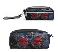 MNVTSKOP Red Butterfly Makeup Bag Small Cosmetic Travel Case Portable Stationery Organizer for Women Teacher