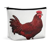 MNVTSKOP Red Chicken Cosmetic Bag Large Capacity Travel Makeup Bag Trendy Portable Toiletry Bag for Women