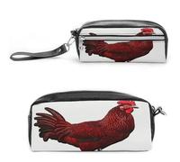MNVTSKOP Red Chicken Makeup Bag Small Cosmetic Travel Case Portable Stationery Organizer for Women Teacher