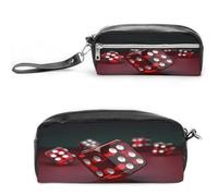 MNVTSKOP Red Dice Makeup Bag Small Cosmetic Travel Case Portable Stationery Organizer for Women Teacher