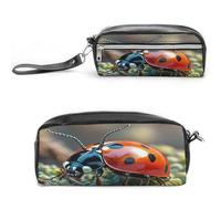 MNVTSKOP Red Ladybug Makeup Bag Small Cosmetic Travel Case Portable Stationery Organizer for Women Teacher