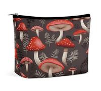 MNVTSKOP Red Mushrooms Cosmetic Bag Large Capacity Travel Makeup Bag Trendy Portable Toiletry Bag for Women