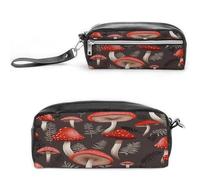 MNVTSKOP Red Mushrooms Makeup Bag Small Cosmetic Travel Case Portable Stationery Organizer for Women Teacher