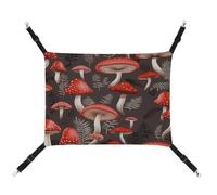 MNVTSKOP Red Mushrooms Pet Hammock Breathable Cat Hanging Hammock with Adjustable Straps and Metal Hooks Plush Small Animal Soft Hideout Bed for Indoor and Outdoor