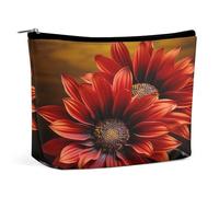 MNVTSKOP Red Sunflower Cosmetic Bag Large Capacity Travel Makeup Bag Trendy Portable Toiletry Bag for Women