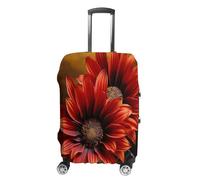MNVTSKOP Red Sunflower Luggage Covers Scratch-Resistant Washable Suitcase Cover Polyester Elastic Travel Baggage Protector for Suitcase Protector Cover, White, S