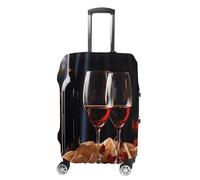 MNVTSKOP Red Wine Glasses Luggage Covers Scratch-Resistant Washable Suitcase Cover Polyester Elastic Travel Baggage Protector for Suitcase Protector Cover, White, XL