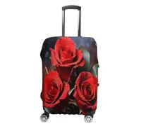 MNVTSKOP Romantic Red Roses Luggage Covers Scratch-Resistant Washable Suitcase Cover Polyester Elastic Travel Baggage Protector for Suitcase Protector Cover, White, XL