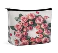 MNVTSKOP Roses in A Circle Cosmetic Bag Large Capacity Travel Makeup Bag Trendy Portable Toiletry Bag for Women