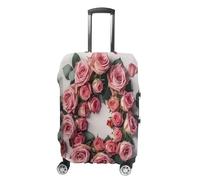 MNVTSKOP Roses in A Circle Luggage Covers Scratch-Resistant Washable Suitcase Cover Polyester Elastic Travel Baggage Protector for Suitcase Protector Cover, White, XL