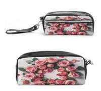 MNVTSKOP Roses in A Circle Makeup Bag Small Cosmetic Travel Case Portable Stationery Organizer for Women Teacher