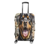 MNVTSKOP Rottweiler Dogs Tongue Head Luggage Covers Scratch-Resistant Washable Suitcase Cover Polyester Elastic Travel Baggage Protector for Suitcase Protector Cover, White, L