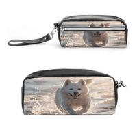 MNVTSKOP Running on The Beach Makeup Bag Small Cosmetic Travel Case Portable Stationery Organizer for Women Teacher