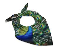 MNVTSKOP Satin Head Scarf Like Silk Hair Scarf Blue Peacock Headscarf Breathable Neck Scarfs Lightweight Kerchiefs Small Square Scarves Sleeping Wraps Women Bandana 18"×18", Blue Peacock, 18× 18