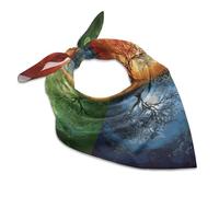 MNVTSKOP Satin Head Scarf Like Silk Hair Scarf Four Season Tree of Life Headscarf Breathable Neck Scarfs Lightweight Kerchiefs Small Square Scarves Sleeping Wraps Women Bandana 18"×18", Four Season