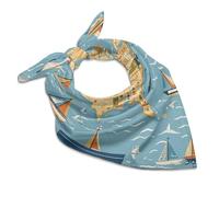 MNVTSKOP Satin Head Scarf Like Silk Hair Scarf Nautical Sailboat Map Headscarf Breathable Neck Scarfs Lightweight Kerchiefs Small Square Scarves Sleeping Wraps Women Bandana 18"×18", Nautical Sailboat