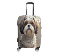 MNVTSKOP Shih Tzu Dog Luggage Covers Scratch-Resistant Washable Suitcase Cover Polyester Elastic Travel Baggage Protector for Suitcase Protector Cover, White, M