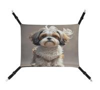 MNVTSKOP Shih Tzu Dog Pet Hammock Breathable Cat Hanging Hammock with Adjustable Straps and Metal Hooks Plush Small Animal Soft Hideout Bed for Indoor and Outdoor
