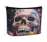 MNVTSKOP Skull And Ice Cream Cosmetic Bag Large Capacity Travel Makeup Bag Trendy Portable Toiletry Bag for Women